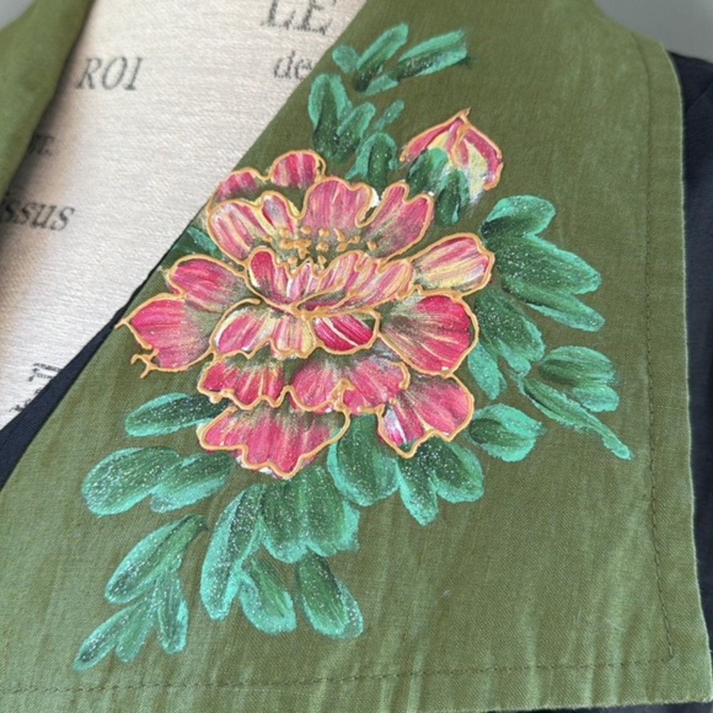 Balizza hand painted cotton trench artisan made‎ EUC size small - Picture 5 of 12